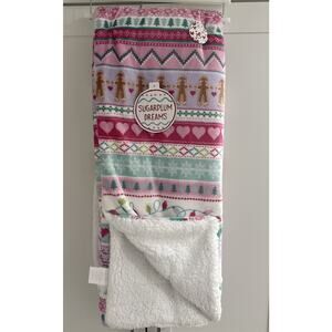 GINGERBREAD 50X70 Plush to Sherpa Throw Blanket Super Soft NEW Christmas Hearts